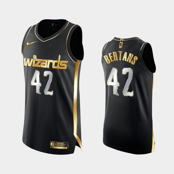 Davis Bertans Washington Wizards #42 Men's Golden Authentic Men Golden Edition Authentic Limited Jersey - Black